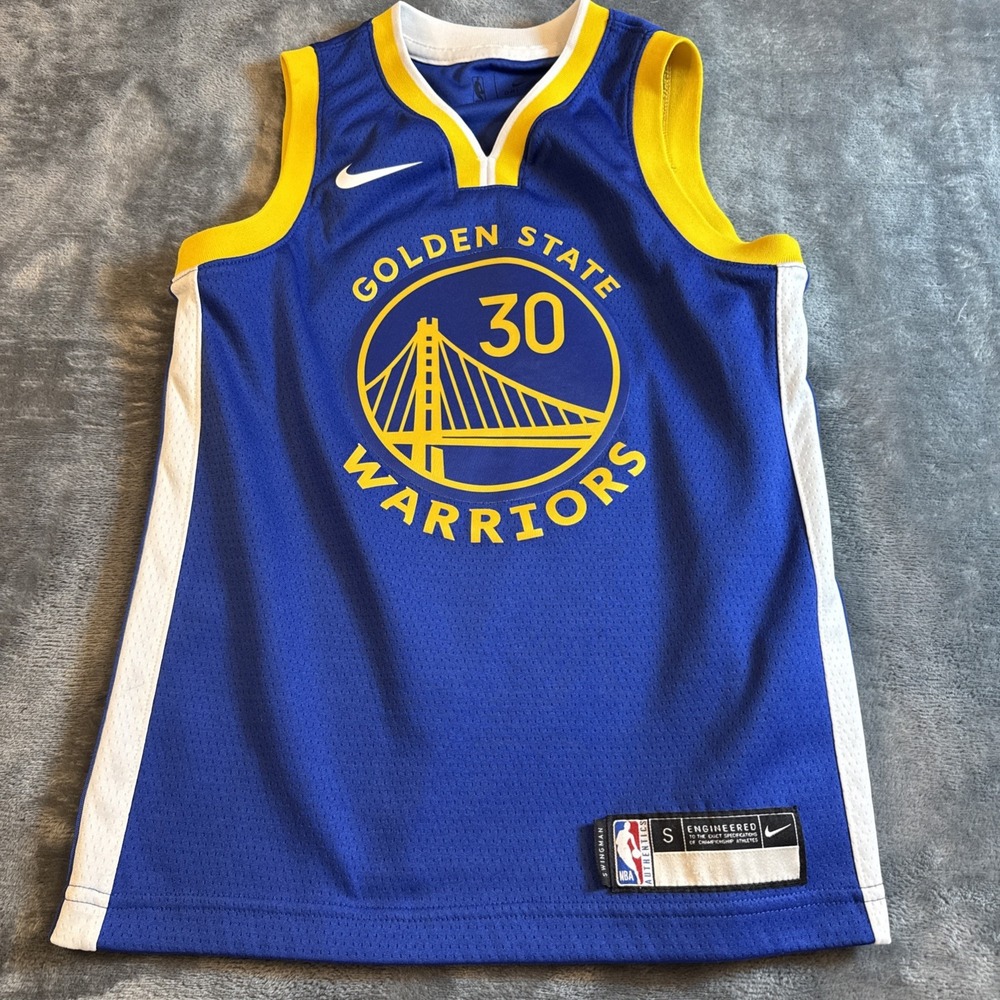 NIKE Steph Curry #30 Warriors ICON Jersey Blue NBA Swingman S Dri Fit Youth RARE